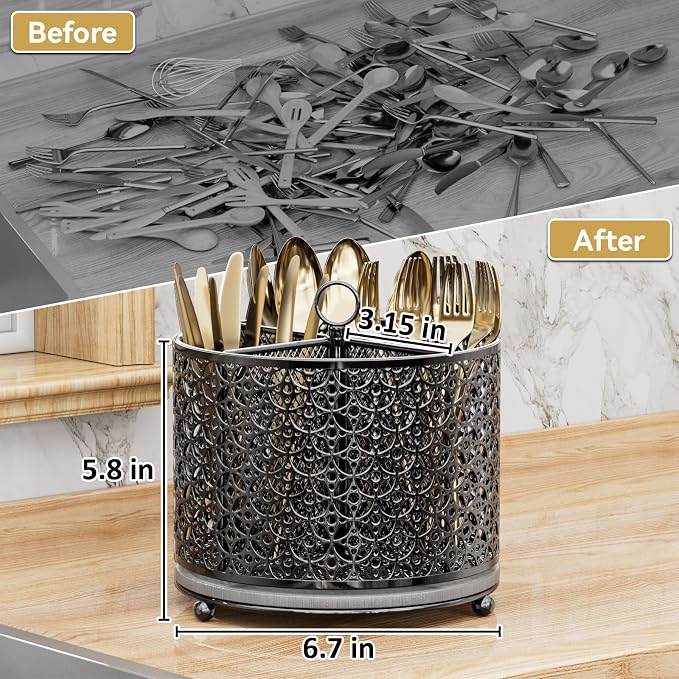 360° Rotating Utensil Holder Caddy - Image 5
