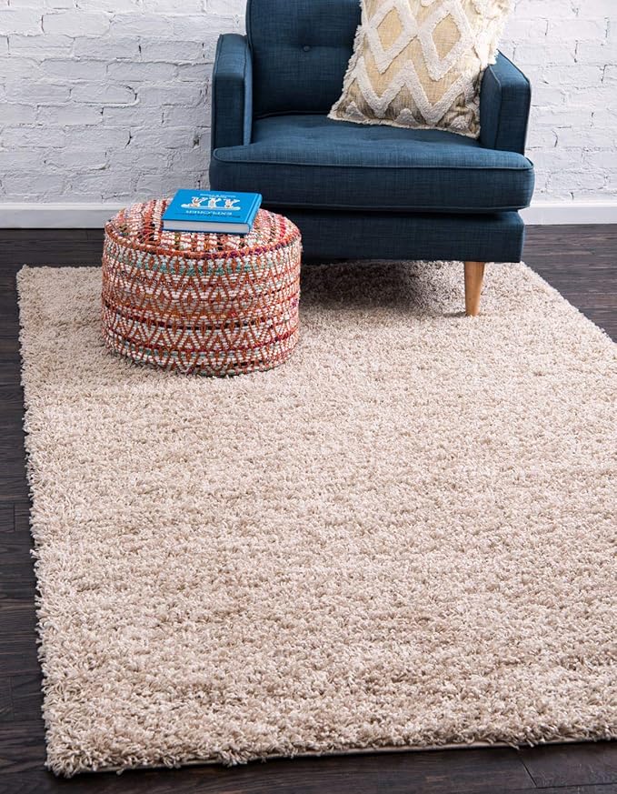 Unique Loom Solid Shag Collection Area Rug (10' x 13' Rectangle, Taupe)