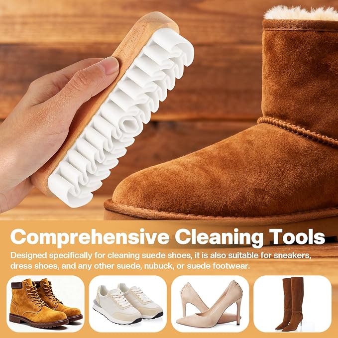 2 Pcs Suede Shoe Brush Nubuck Leather Cleaner Shoes Shine Dauber Crepe - Image 6