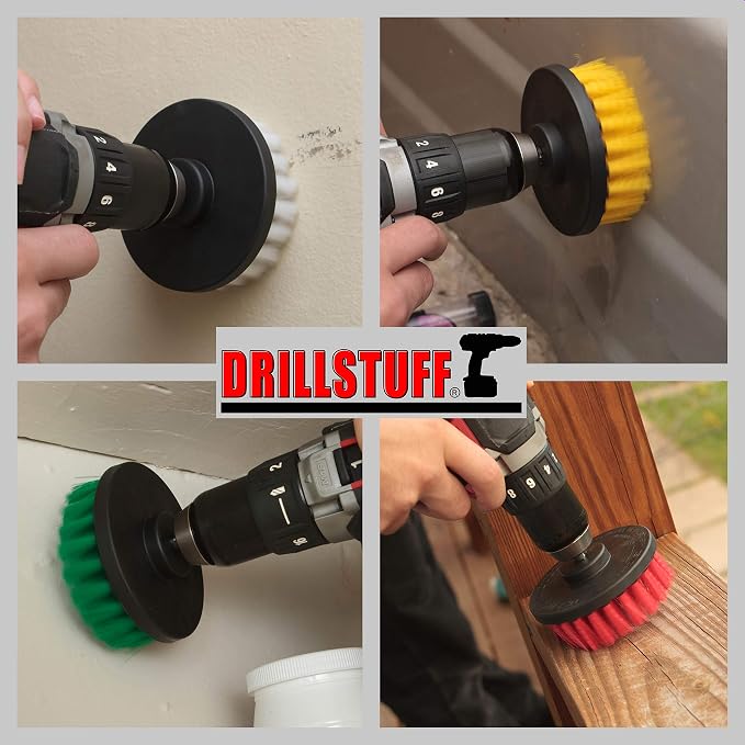 Drill Brush Attachment Power Scrubber Brush Set - 4in 4 Piece Soft - Image 2