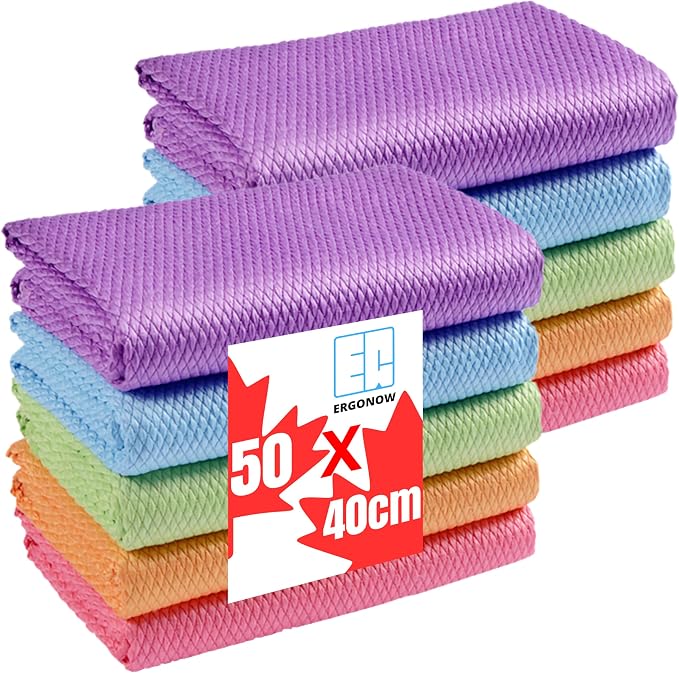 XXL Streak Free 40x50cm Glass Cleaning Cloth, Lint Free Nanoscale Microfiber by ERGONOW