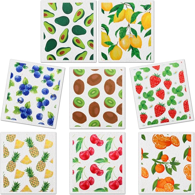 Lucomb Reusable Swedish Kitchen Dish Cloths, 8 Pack Replace Paper Towels Quick by Lucomb