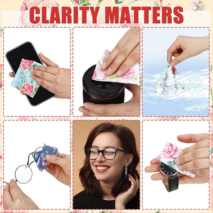 24 Pcs Flower Eyeglasses Cleaning Cloths Lens Cleaning Cloths Reusable Soft - Image 4