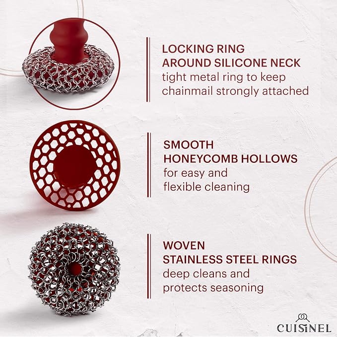 Cuisinel Cast Iron Chainmail Scrubber + Pan Scraper - Image 5