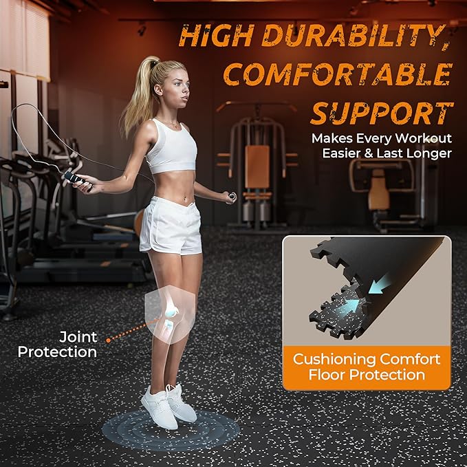 PRAISUN 0.6" Thicker Gym Mat, 24 Tiles 96 Sq Ft Workout Mats, Interlocking Foam - Image 7