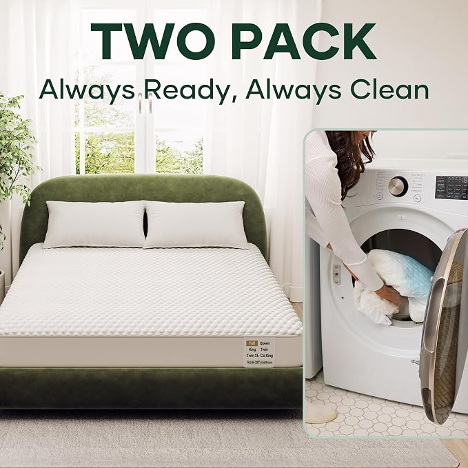 OhGeni 100% Waterproof Mattress Protector, Fitted Sheet, Full -2 Pack - Image 4