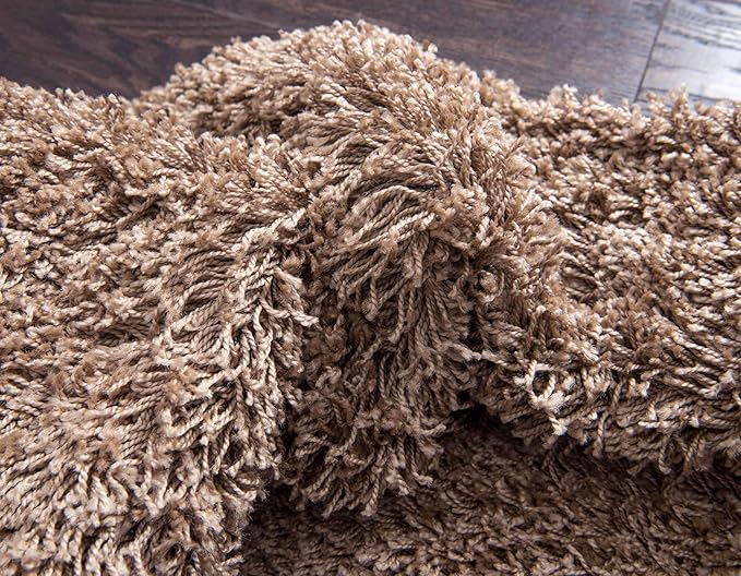 Unique Loom Solid Shag Collection Area Rug (9' x 12' Rectangle, Sandy Brown)