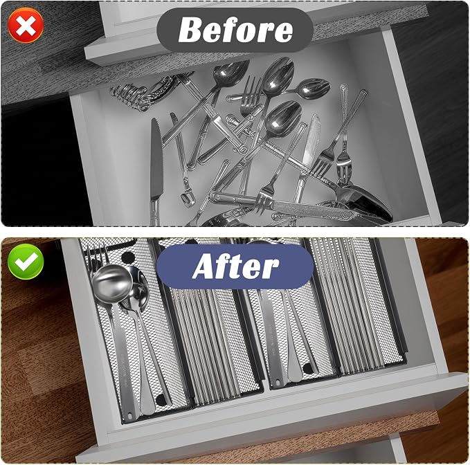 10 Pack Silverware Drawer Organizer 9 x 3 x 2 Inch Mesh Utensil Organizer - Image 4
