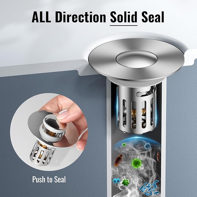 Bathroom Sink Stopper-All Metal Sink Stopper-Universal Fit 99% Bathroom Sink - Image 6