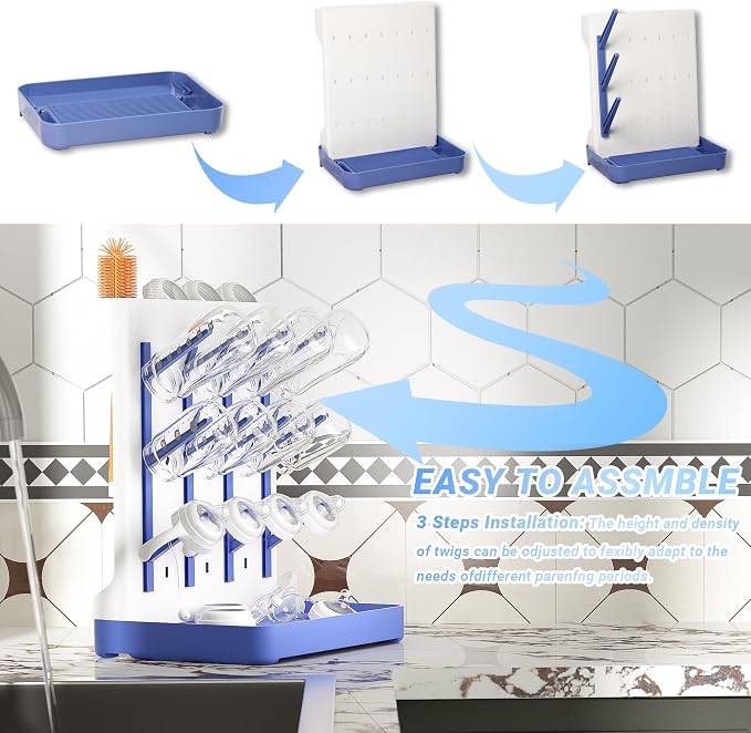 Baby Bottle Drying Rack: Vertical Space Saving Standing Bottle Organizer - Image 5