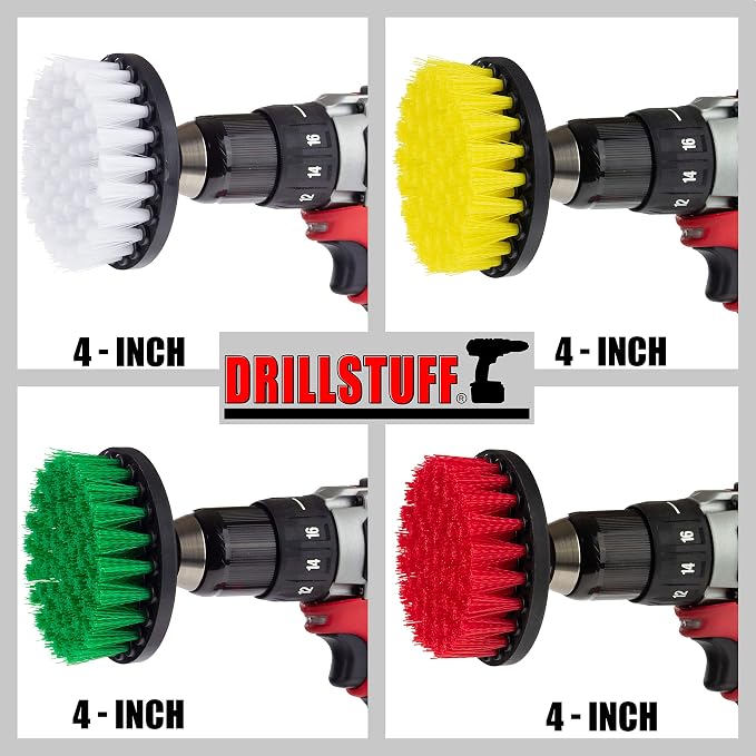 Drill Brush Attachment Power Scrubber Brush Set - 4in 4 Piece Soft - Image 7