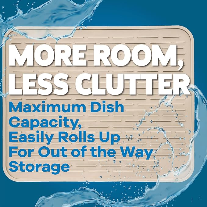 Large Silicone Dish Drying Mat for Kitchen Counter or Under Sink, Waterproof - Image 6