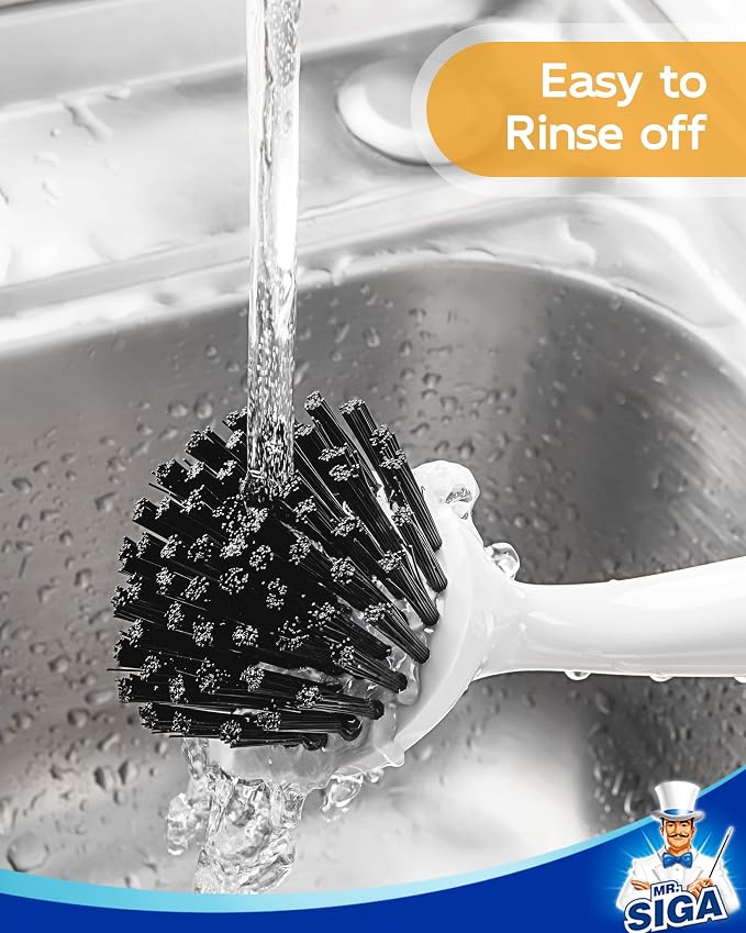 MR.SIGA Dish Brush with Handle, Dish Scrub Brush with Built-in Scraper - Image 7