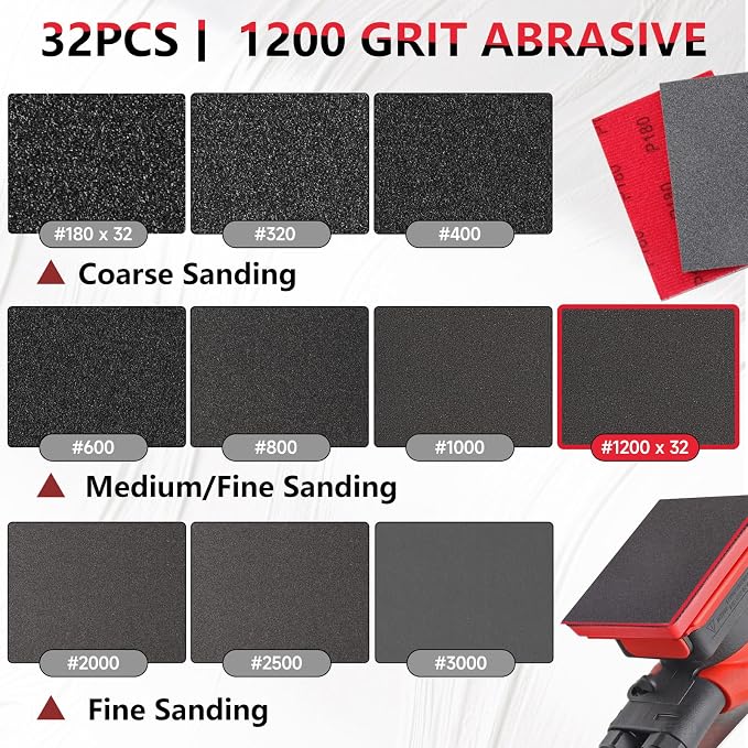 32-Pack 3x4 Inch 1200 Grit Hook & Loop Sanding Sponges - Image 2