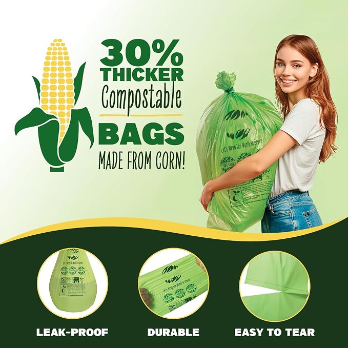 50-55 Gallon Compost Bags, Heavy Duty Compostable Trash Bags, 1.57 Mil Extra - Image 4