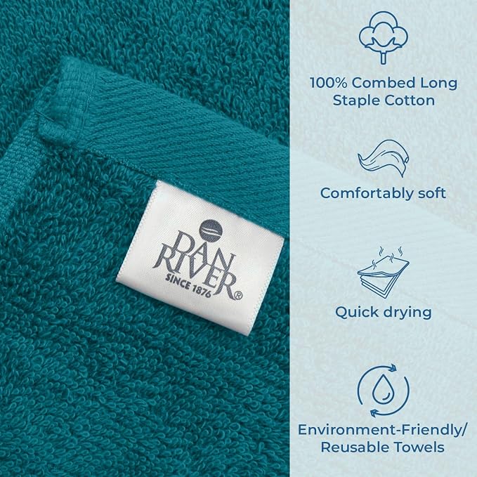 DAN RIVER Bath Towels Set of 4, 27 x 54 Inches, 100% Cotton, Larger & Lighter - Image 4