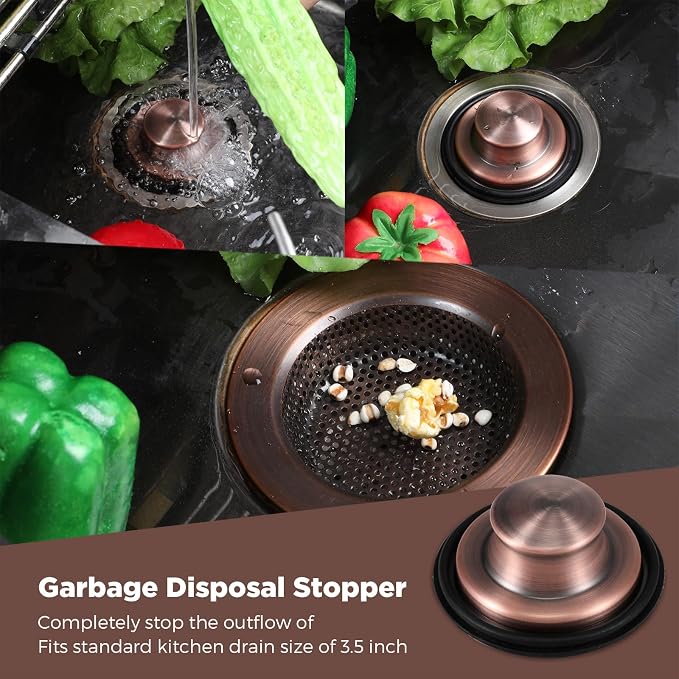 Mudder 3 Pcs Kitchen Sink Drain Strainer and Stopper Stainless Steel Garbage - Image 6