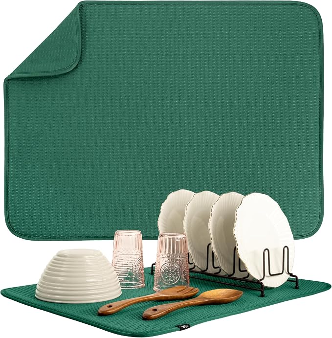 S&T INC. Dish Drying Mat XL, 18” x 24”, Absorbent Microfiber Kitchen Counter Mat by STINC