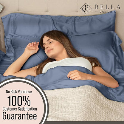 Bella Coterie Luxury Bamboo Viscose King Size Sheet Set | 100% Organically Grown | Ultra Soft | Cooling for Hot Sleepers | 18" Deep Pocket [Slate Blue]