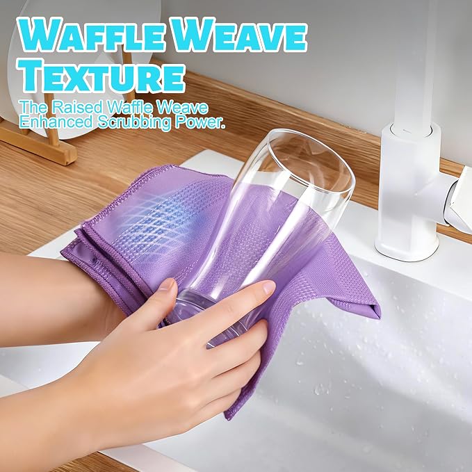 JOYMOOP Microfiber Waffle Weave Cleaning Cloth, Highly Absorbent Kitchen Towels - Image 2