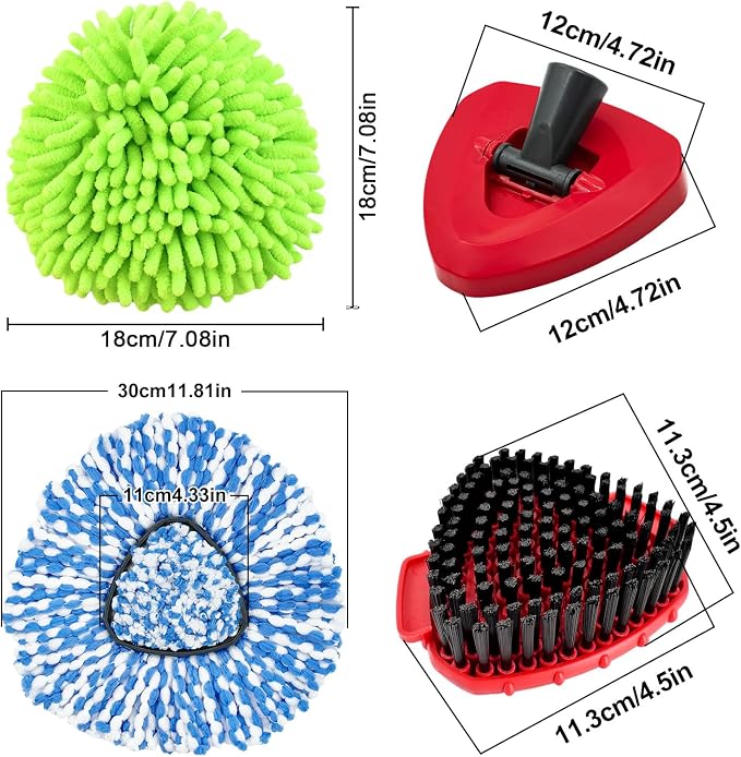 2 Microfiber Mop Head Refills and 2 Chenille Mop Pads, 1 Upgrade Scrub Brush 1 - Image 2