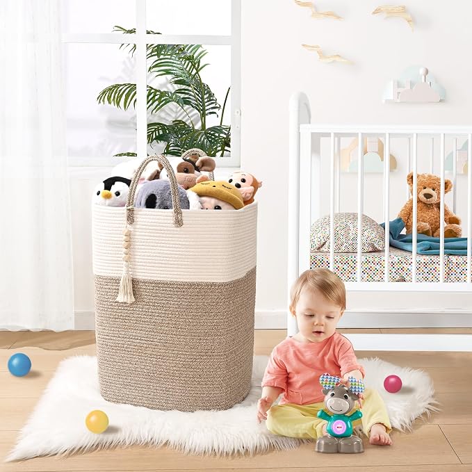 65L Woven Laundry Basket for Clothes, Large Rectangle Laundry Hampers - Image 5