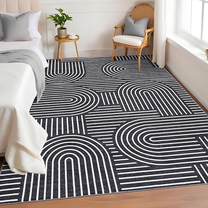 Washable Rug 4x6 Area Rugs for Living Room, Abstract Rug for Bedroom, Soft - Image 2