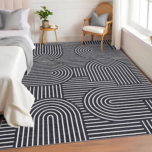 Washable Rug 4x6 Area Rugs for Living Room, Abstract Rug for Bedroom, Soft - Image 2