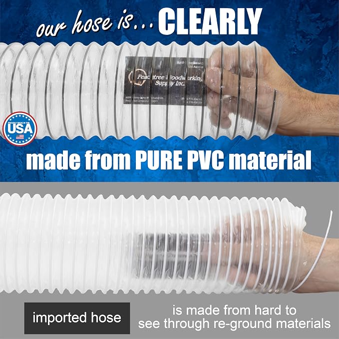 2-1/2" x 20' PVC Dust Collection Hose, Puncture Resistant, Carbon Steel Wire - Image 3