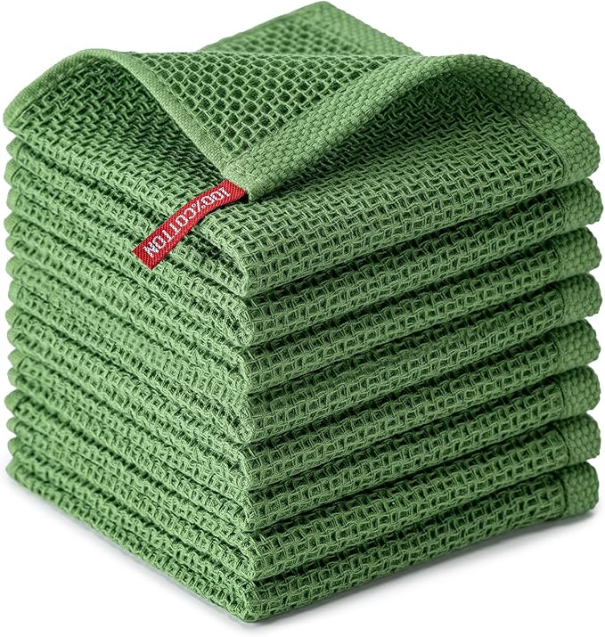 BOOMIBOO 8-Pack Kitchen Dish Cloths, 100% Cotton Waffle Weave, Ultra Soft by BOOMIBOO