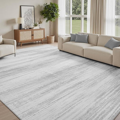 PADOOR Modern Abstract Area Rug - 5x7 Washable Rugs Non-Slip, Large Rug Ultra Soft Low Pile Rugs for Living Room Bedroom Dining Room Nursery Room Playroom Grey