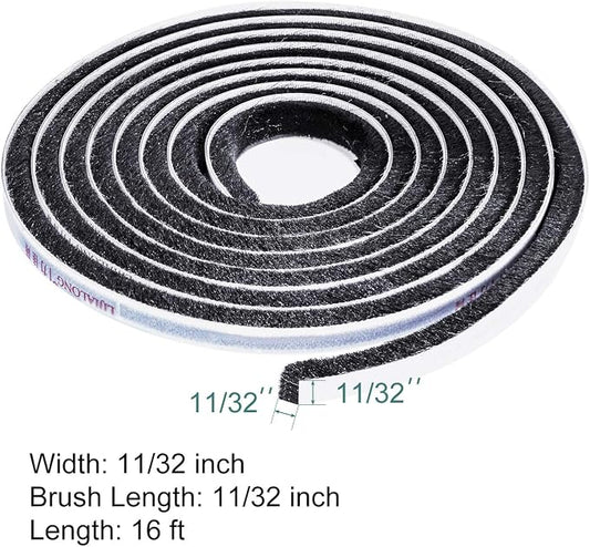 TORRAMI Brush Weather Stripping 11/32 inch x 11/32 inch x 16 ft Seal and Sound - Image 2