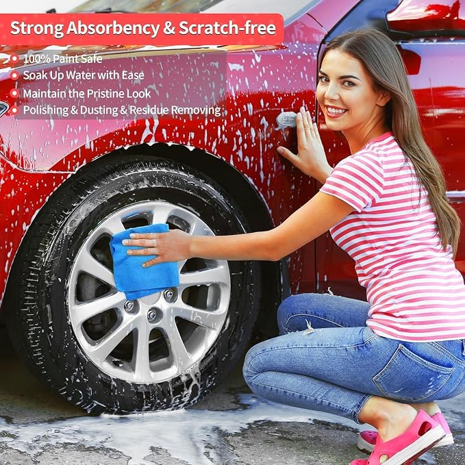 HOMERHYME Microfiber Cleaning Cloth, 200 Pack Blue Cleaning Rags Microfiber - Image 4