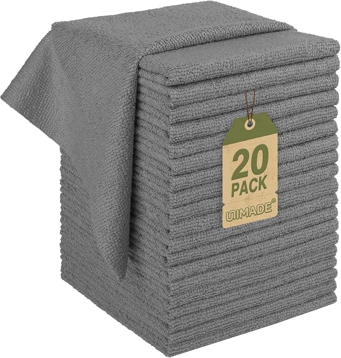 Microfiber Cleaning Cloth, 20 Pack Reusable Microfiber Towels by Unimade