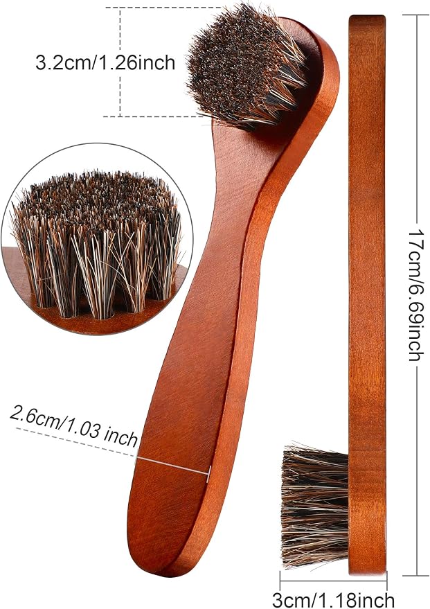 Youngjoy 6 Pieces Horsehair Shine Shoes Brush kit Polish Dauber Applicators - Image 2