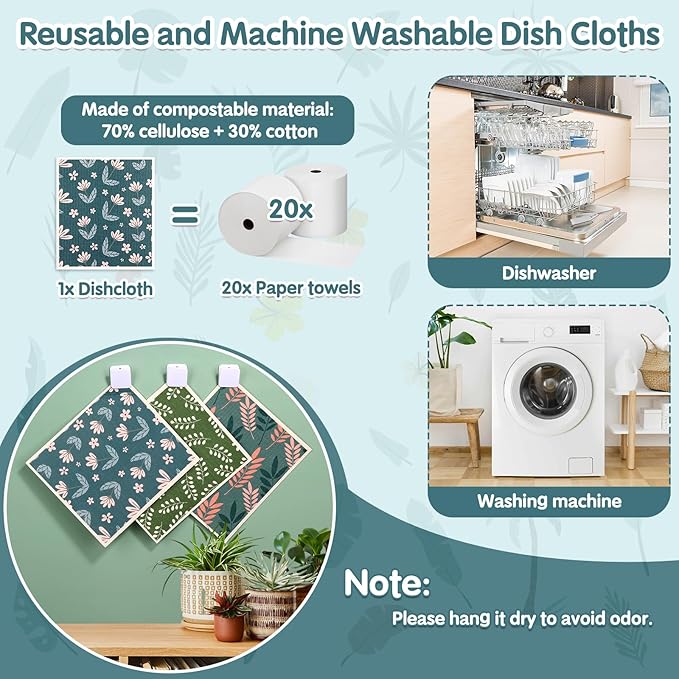 Lucomb 10 Pack Swedish Dishcloths Reusable- Cellulose Cotton Swedish Dish - Image 4