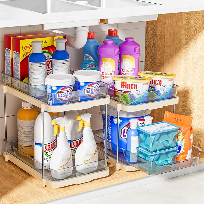 Delamu 2-Tier Multi-Purpose Bathroom Under Sink Organizers and Storage - Image 4