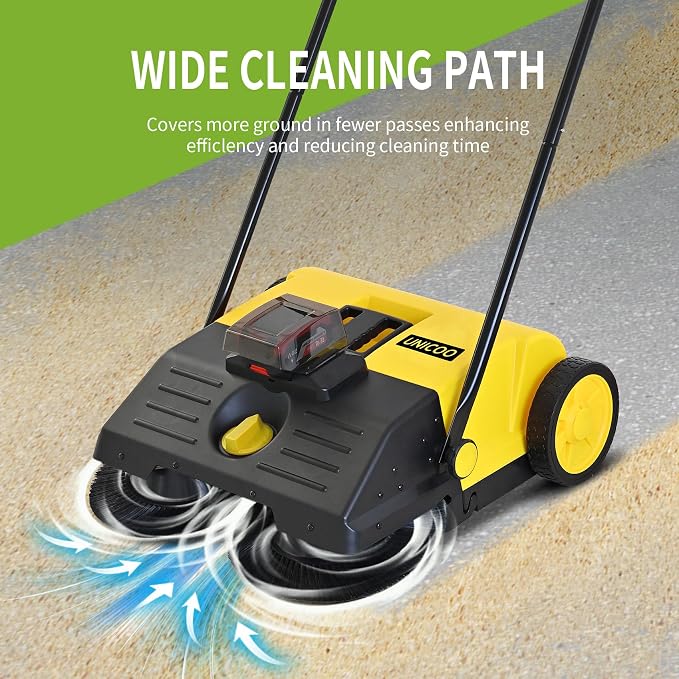 UNICOO® Electric Hand Push Floor Sweeper – Battery Powered Walk-Behind Sweeper - Image 5