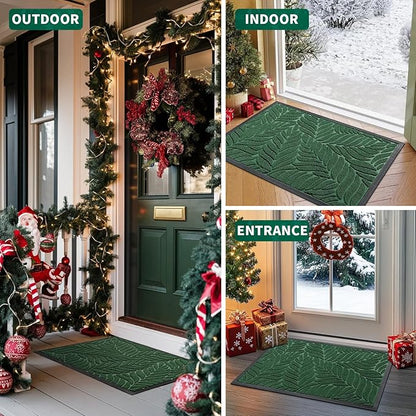 Yimobra Front Door Mat Outdoor Indoor, 29.5x17 All-Season Waterproof Door Mat Outside Entrance, All-Weather Non-Slip Outside Doormat for Garage Patio Entryway, Green