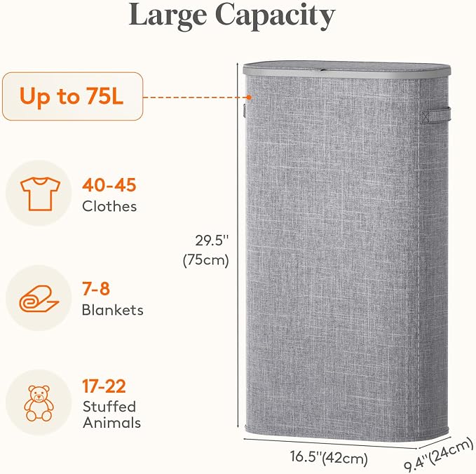 Lifewit 75L Slim Laundry Basket - Image 3