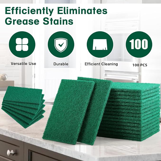 100 Pcs Scouring Pads, Heavy Duty Scour Pads, Dish Scrubber Scouring Pads - Image 4