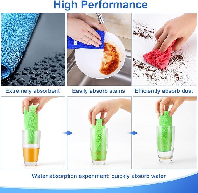 12Pcs Premium Microfiber Cleaning Cloth, Highly Absorbent Household Cleaning - Image 4