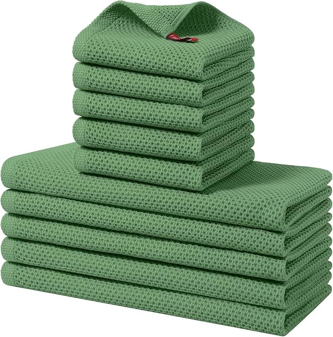 Homaxy 100% Cotton Kitchen Towels and Dishcloths Set, 12 x 12 Inches and 13 x by Homaxy