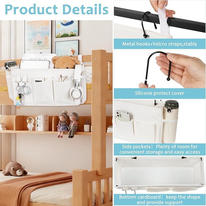 Loghot Bedside Caddy/Bedside Storage Bag Hanging Organizer - Image 3