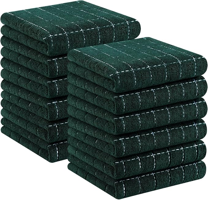 Homaxy 100% Cotton Terry Kitchen Towels, Checkered Designed, Soft and Super by Homaxy