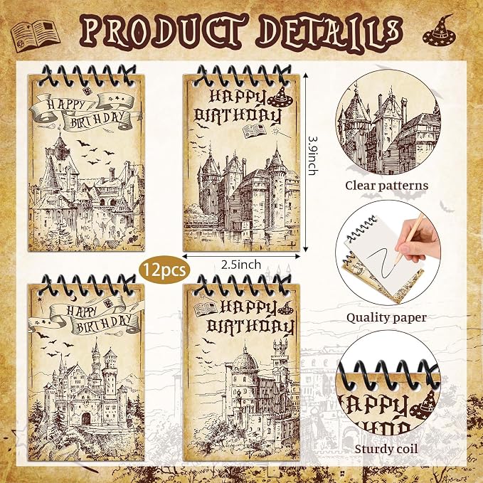 24 Pcs Magical Wizard Notepads Set Spiral Notebooks and Magic Wand Pencils - Image 2