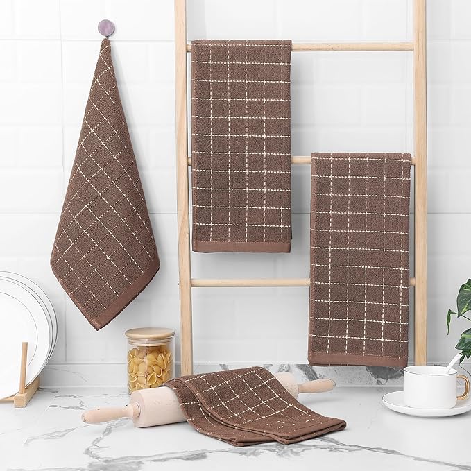 Homaxy 100% Cotton Terry Kitchen Towels, Checkered Designed, Soft and Super - Image 6