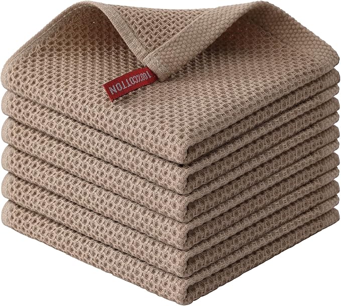 Kitinjoy 100% Cotton Kitchen Dish Cloths, 6 Pack Waffle Weave Ultra Soft by Kitinjoy