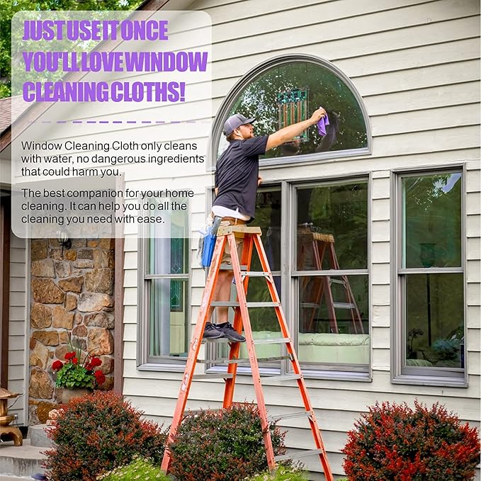 Window Cleaning Cloth.Glass Cleaning Cloth, Streaks Scratches Free. Purple 1 - Image 6