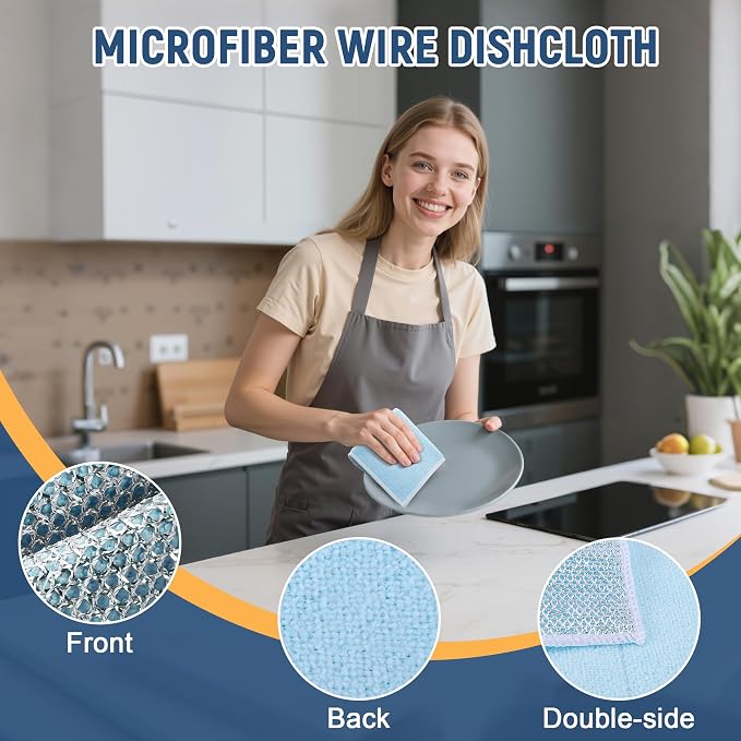Double Side Non Scratch Wire Dishcloth 75pcs-Multipurpose Wire Dishwashing Rags - Image 2